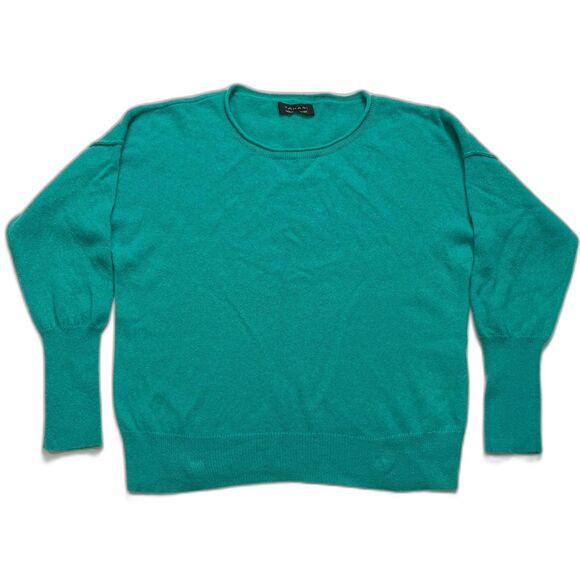 Tahari 100% Cashmere Womens Sweater Green Long Sleeve Pullover - Picture 1 of 8